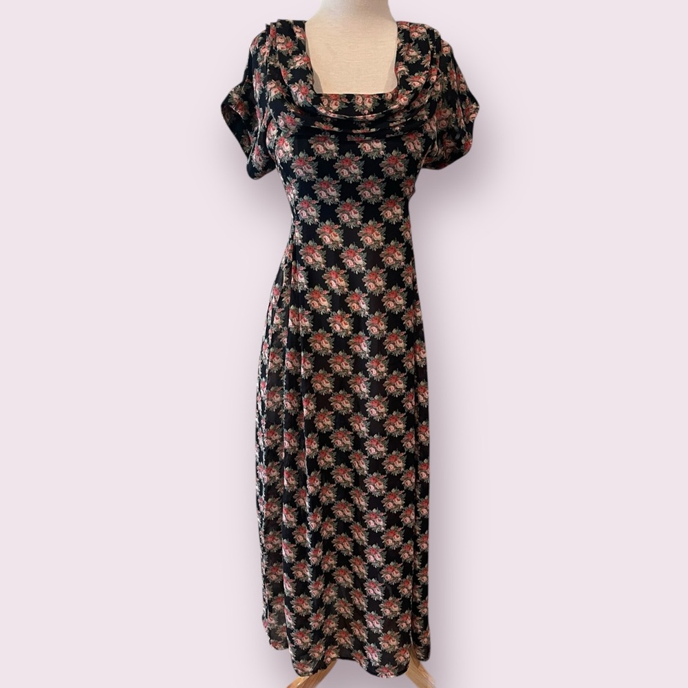90s vintage cowl neck maxi dress